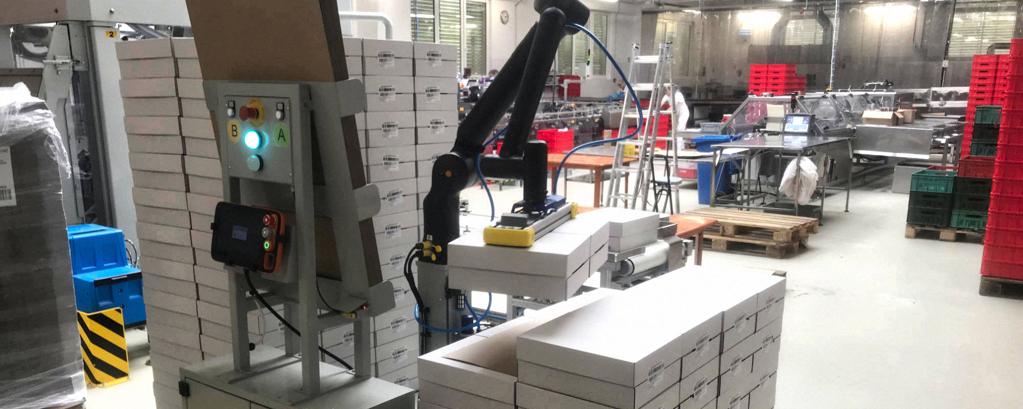 Banner. Stancja paletyzacji HEXA do obsługi wielu rodzajów opakowań.