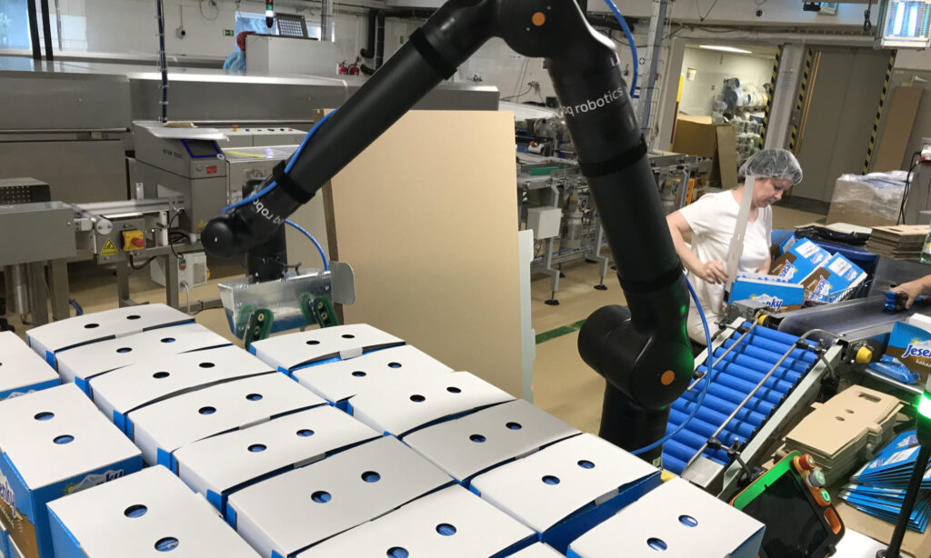 Kobot Kassow Robót paletyzuje opakowania ekspozycyjne od góry. Idealny do FMCG.