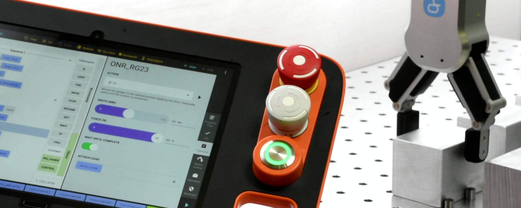 Teach pendant of the collaborative robot and a gripper