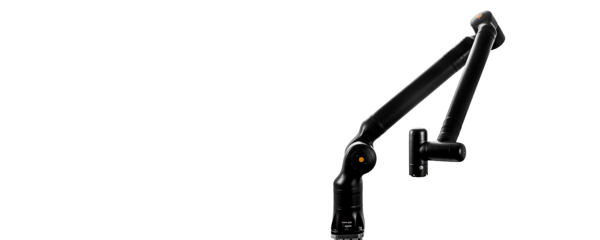 Banner. Collaborative robots arm in pose presenting it's 7th axis